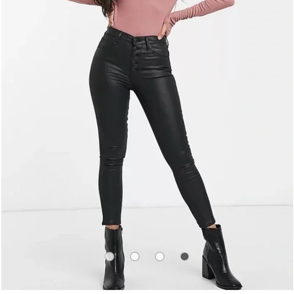 Abercrombie & Fitch Black Super Skinny Ankle Faux Leather Pants